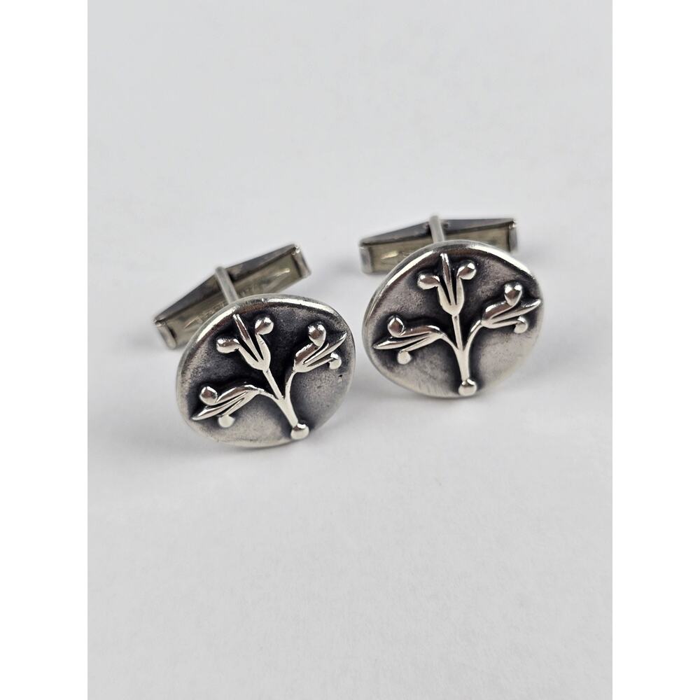 Vintage James Avery Retired Sterling Silver leaf Sprig Cufflinks Nice condition